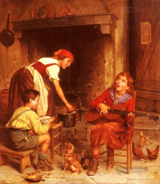 Serenading the Family lady Vittorio Reggianini Oil Paintings